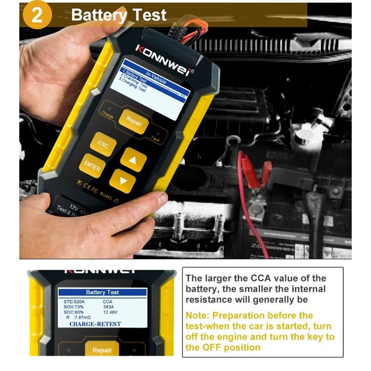 KONNWEI KW510 3 in 1 Car Battery Tester / Charger / Repairer, Support 8 Languages(US Plug) - Code Readers & Scan Tools by KONNWEI | Online Shopping UK | buy2fix