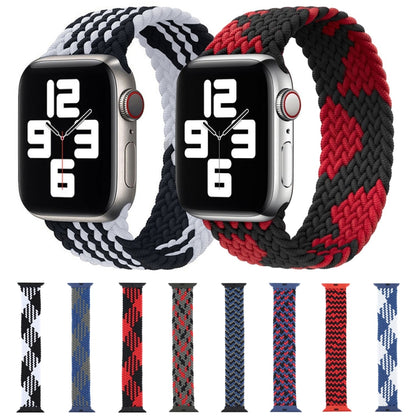 Plastic Buckle Mixed Color Nylon Braided Single Loop Watch Band For Apple Watch Ultra 49mm&Watch Ultra 2 49mm / Series 9&8&7 45mm / SE 3&SE 2&6&SE&5&4 44mm / 3&2&1 42mm, Size:S(Camouflage Blue) - Watch Bands by buy2fix | Online Shopping UK | buy2fix