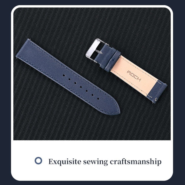 ROCK 22mm Business Style Leather  Watch Band for Huawei Watch(Blue) - Watch Bands by ROCK | Online Shopping UK | buy2fix