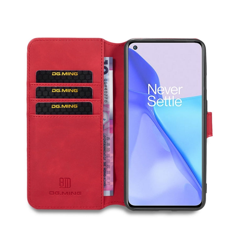 For OnePlus 9 DG.MING Retro Oil Side Horizontal Flip Leather Case with Holder & Card Slots & Wallet(Red) - OnePlus Cases by DG.MING | Online Shopping UK | buy2fix