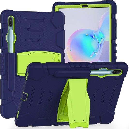 For Samsung Galaxy Tab S6 T860 3-Layer Protection  Screen Frame + PC + Silicone Shockproof Combination Case with Holder(NavyBlue+Lime) - Other Galaxy Tab PC by buy2fix | Online Shopping UK | buy2fix