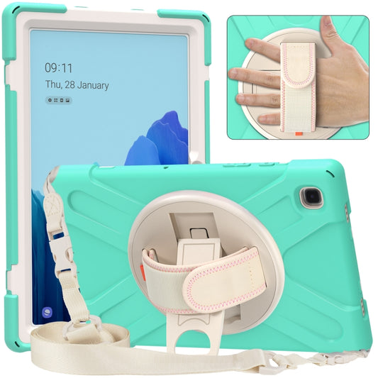 For Samsung Galaxy Tab A7 (2020) T500 Pure Color Silicone + PC Protective Case with Holder & Shoulder Strap(Mint Green) - Other Galaxy Tab PC by buy2fix | Online Shopping UK | buy2fix