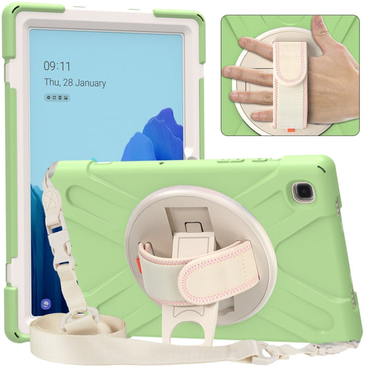 For Samsung Galaxy Tab A7 (2020) T500 Pure Color Silicone + PC Protective Case with Holder & Shoulder Strap(Matcha Green) - Other Galaxy Tab PC by buy2fix | Online Shopping UK | buy2fix