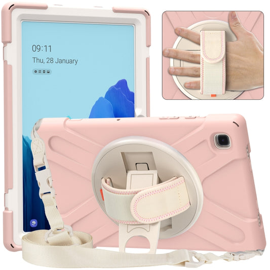 For Samsung Galaxy Tab A7 (2020) T500 Pure Color Silicone + PC Protective Case with Holder & Shoulder Strap(Sakura Pink) - Other Galaxy Tab PC by buy2fix | Online Shopping UK | buy2fix