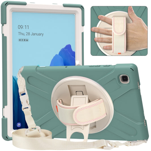 For Samsung Galaxy Tab A7 (2020) T500 Pure Color Silicone + PC Protective Case with Holder & Shoulder Strap(Emerald Green) - Other Galaxy Tab PC by buy2fix | Online Shopping UK | buy2fix