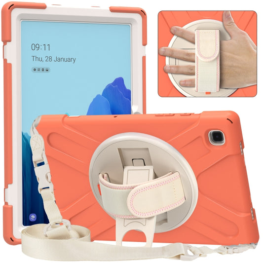 For Samsung Galaxy Tab A7 (2020) T500 Pure Color Silicone + PC Protective Case with Holder & Shoulder Strap(Coral Orange) - Other Galaxy Tab PC by buy2fix | Online Shopping UK | buy2fix