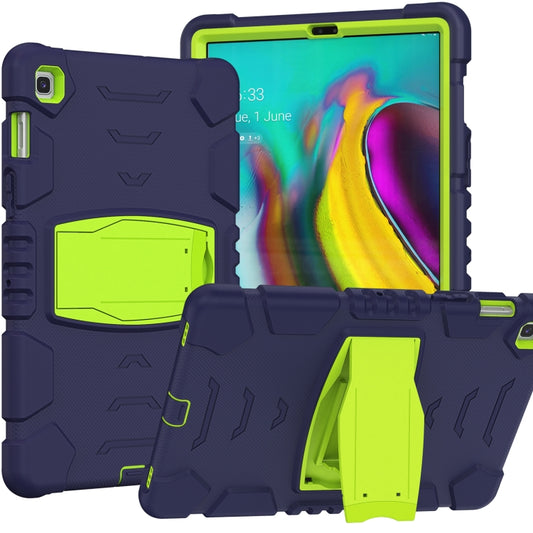 3-Layer Protection Screen Frame + PC + Silicone Shockproof Combination Case with Holder For Samsung Galaxy Tab S5e T720(Navy Blue + Lime) - Tab S5E 10.5 T720 / T725 by buy2fix | Online Shopping UK | buy2fix