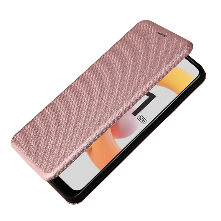 For OPPO Realme C11 2021 Carbon Fiber Texture Horizontal Flip TPU + PC + PU Leather Case with Card Slot(Pink) - Realme Cases by buy2fix | Online Shopping UK | buy2fix