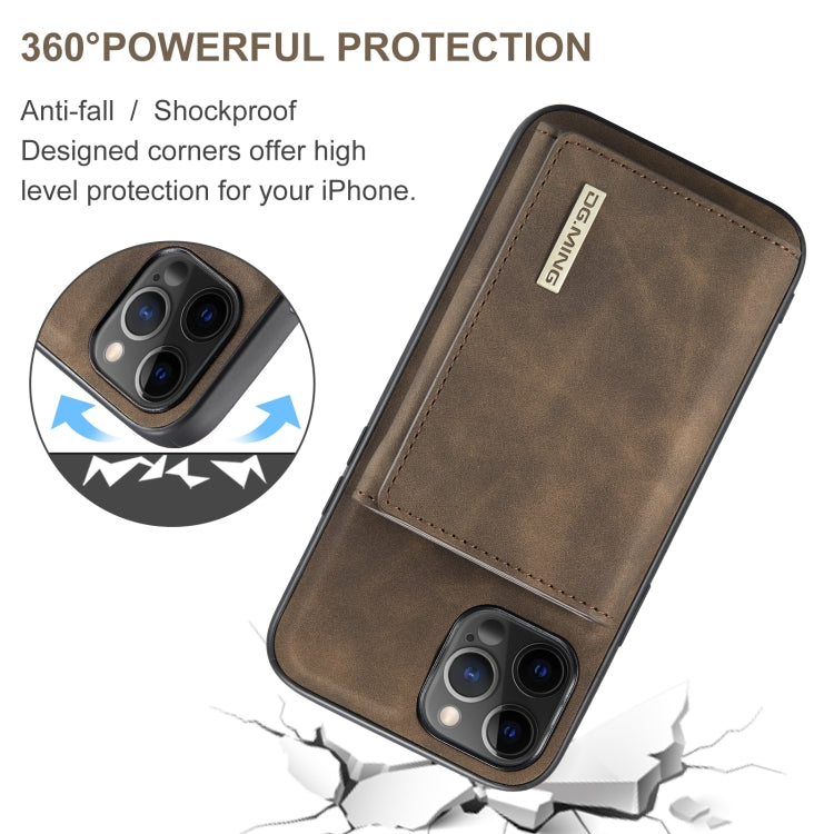 For iPhone 12 Pro Max DG.MING M1 Series 3-Fold Multi Card Wallet + Magnetic Back Cover Shockproof Case with Holder Function(Coffee) - iPhone 12 Pro Max Cases by DG.MING | Online Shopping UK | buy2fix