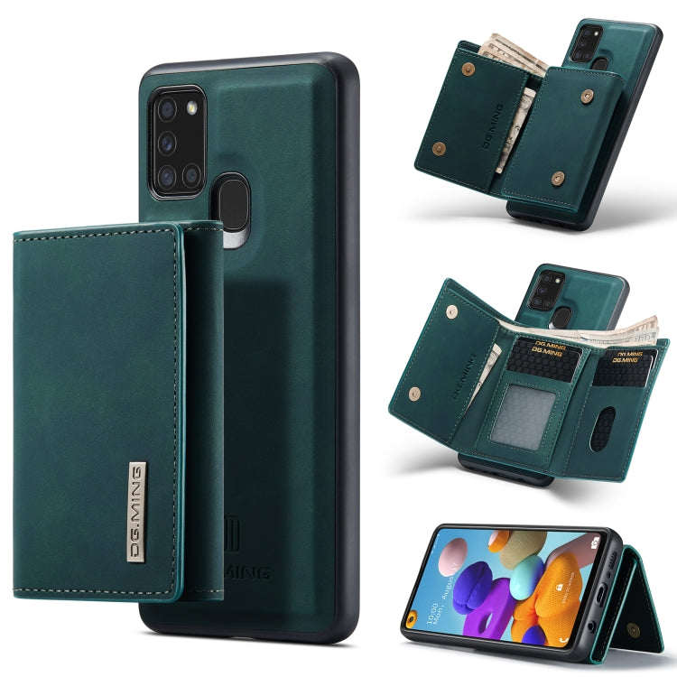 For Samsung Galaxy A21s DG.MING M1 Series 3-Fold Multi Card Wallet  Back Cover Shockproof Case with Holder Function(Green) - Galaxy Phone Cases by DG.MING | Online Shopping UK | buy2fix