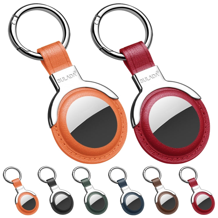 SULADA Leather Protective Cover Case with Switchable Keychain Ring For AirTag(Orange) - Key Chain Series by SULADA | Online Shopping UK | buy2fix