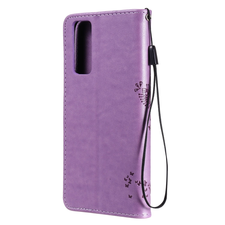 For vivo Y72 5G / iQOO Z3 Tree & Cat Embossing Pattern Horizontal Flip PU Leather Case with Holder & Card Slots & Wallet & Lanyard(Light Purple) - vivo Cases by buy2fix | Online Shopping UK | buy2fix