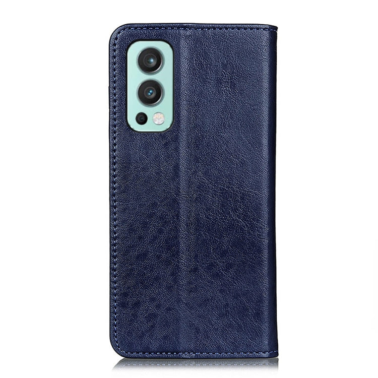 For OnePlus Nord 2 5G Magnetic Crazy Horse Texture Horizontal Flip Leather Case with Holder & Card Slots & Wallet(Blue) - OnePlus Cases by buy2fix | Online Shopping UK | buy2fix