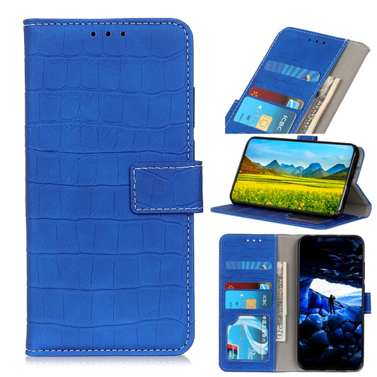 For OnePlus Nord 2 5G Magnetic Crocodile Texture Horizontal Flip Leather Case with Holder & Card Slots & Wallet(Blue) - OnePlus Cases by buy2fix | Online Shopping UK | buy2fix