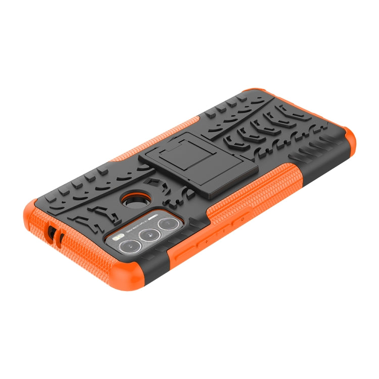 For Motorola Moto G60 Tire Texture Shockproof TPU+PC Protective Case with Holder(Orange) - Motorola Cases by buy2fix | Online Shopping UK | buy2fix