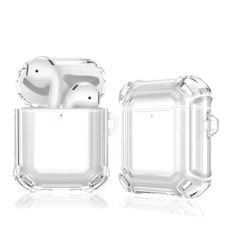 Four Corners Anti-fall Wireless Earphone Dual-color PC Protective Case with Hook For AirPods 1/2(Transparent) - For AirPods 1/2 by buy2fix | Online Shopping UK | buy2fix