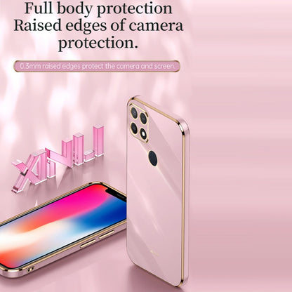 For OPPO A15 XINLI Straight 6D Plating Gold Edge TPU Shockproof Case(Pink) - OPPO Cases by XINLI | Online Shopping UK | buy2fix