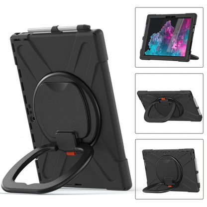 For Microsoft Surface Pro 7+/7/6/5/4 Silicone + PC Protective Case with Holder & Shoulder Strap(Black) - Others by buy2fix | Online Shopping UK | buy2fix