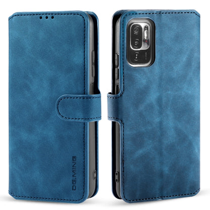 For Xiaomi Redmi Note 10 5G DG.MING Retro Oil Side Horizontal Flip Leather Case with Holder & Card Slots & Wallet(Blue) - Xiaomi Cases by DG.MING | Online Shopping UK | buy2fix