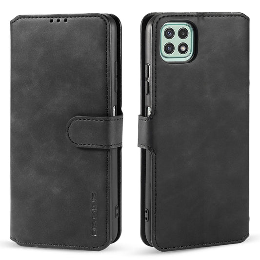 For Samsung Galaxy A22 5G DG.MING Retro Oil Side Horizontal Flip Leather Case with Holder & Card Slots & Wallet(Black) - Galaxy Phone Cases by DG.MING | Online Shopping UK | buy2fix