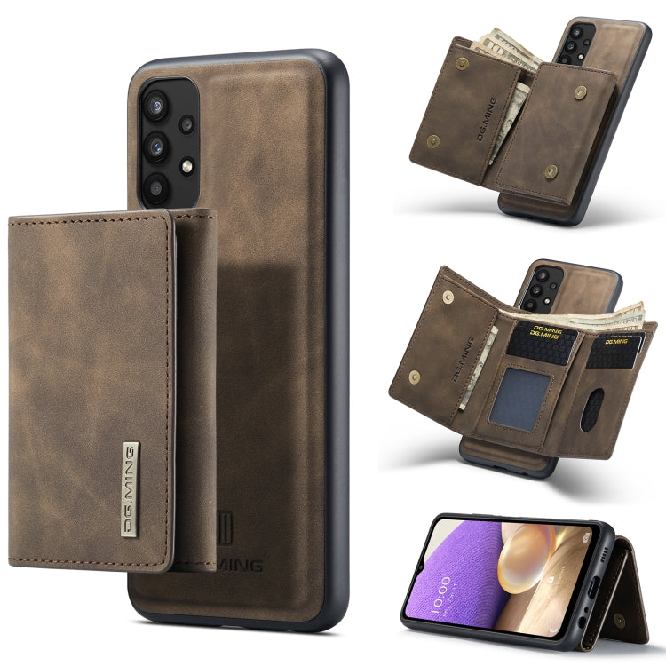 For Samsung Galaxy A32 5G DG.MING M1 Series 3-Fold Multi Card Wallet  Back Cover Shockproof Case with Holder Function(Coffee) - Galaxy Phone Cases by DG.MING | Online Shopping UK | buy2fix