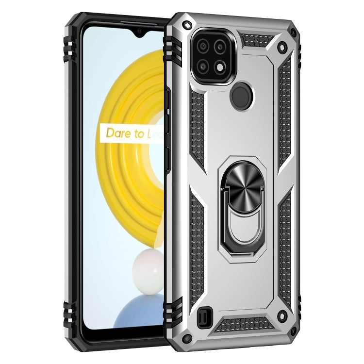 For OPPO Realme C21 Shockproof TPU + PC Protective Case with 360 Degree Rotating Holder(Silver) - Realme Cases by buy2fix | Online Shopping UK | buy2fix