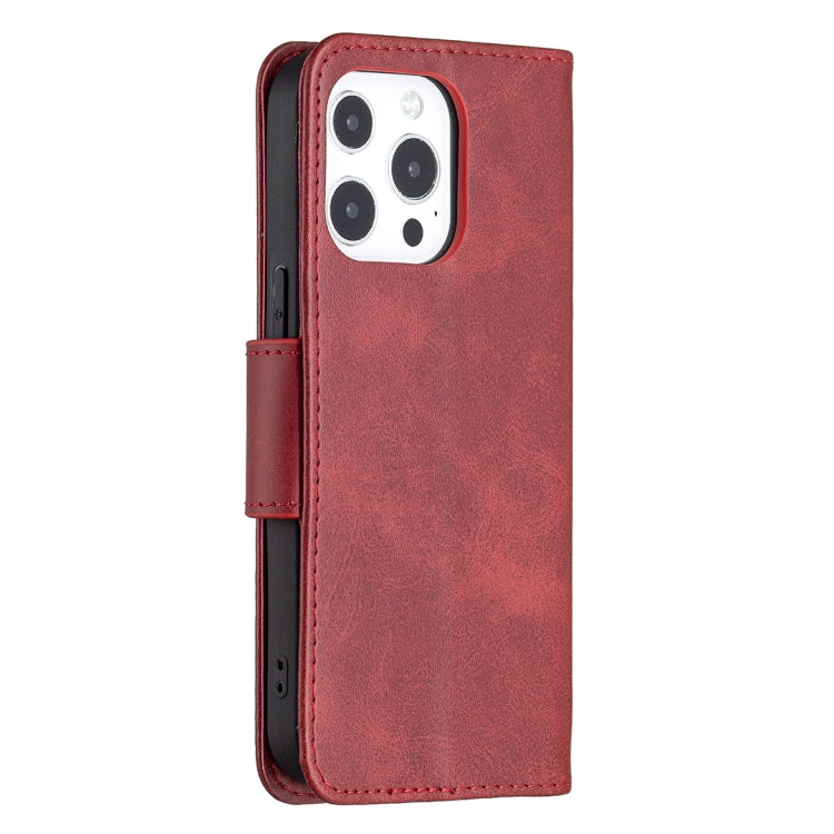 For iPhone 13 Pro Retro Lambskin Texture Pure Color Horizontal Flip PU Leather Case, with Holder & Card Slots & Wallet & Lanyard(Red) - iPhone 13 Pro Cases by buy2fix | Online Shopping UK | buy2fix