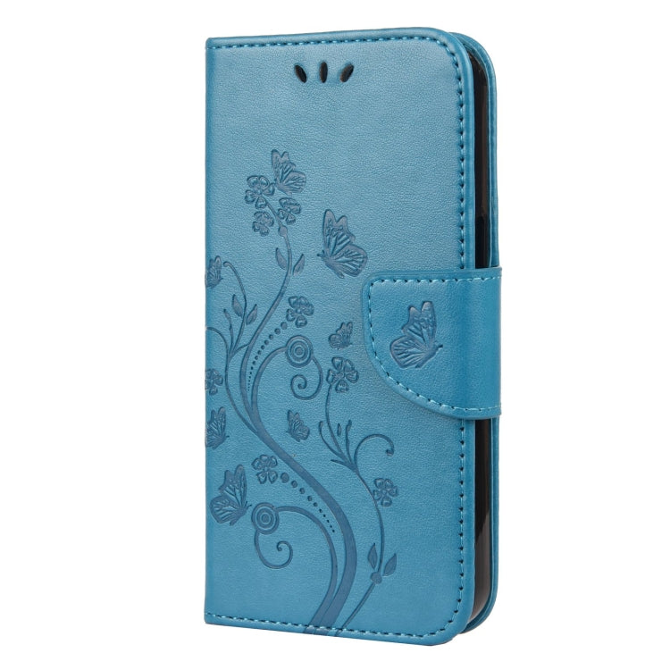 For iPhone 13 Pro Butterfly Flower Pattern Horizontal Flip Leather Case with Holder & Card Slots & Wallet (Blue) - iPhone 13 Pro Cases by buy2fix | Online Shopping UK | buy2fix