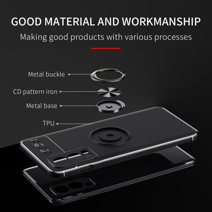 For OnePlus Nord 2 5G Metal Ring Holder 360 Degree Rotating TPU Case(Black) - OnePlus Cases by buy2fix | Online Shopping UK | buy2fix