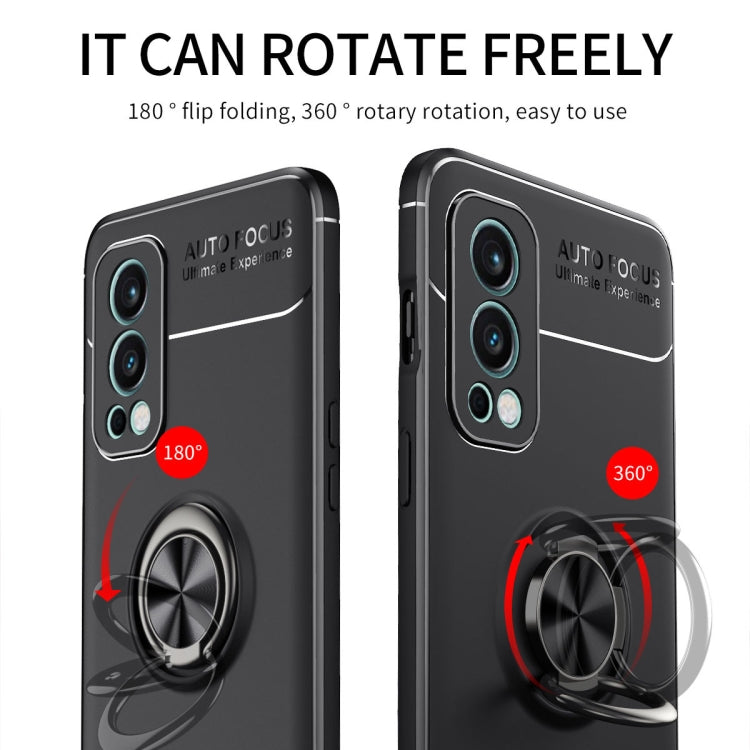 For OnePlus Nord 2 5G Metal Ring Holder 360 Degree Rotating TPU Case(Black) - OnePlus Cases by buy2fix | Online Shopping UK | buy2fix