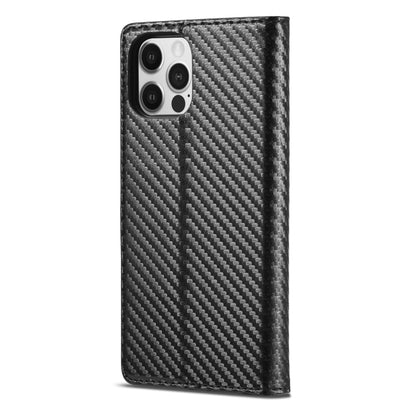 For iPhone 12 mini LC.IMEEKE Carbon Fiber PU + TPU Horizontal Flip Leather Case with Holder & Card Slot & Wallet (Vertical Black) - iPhone 12 mini Cases by LC.IMEEKE | Online Shopping UK | buy2fix