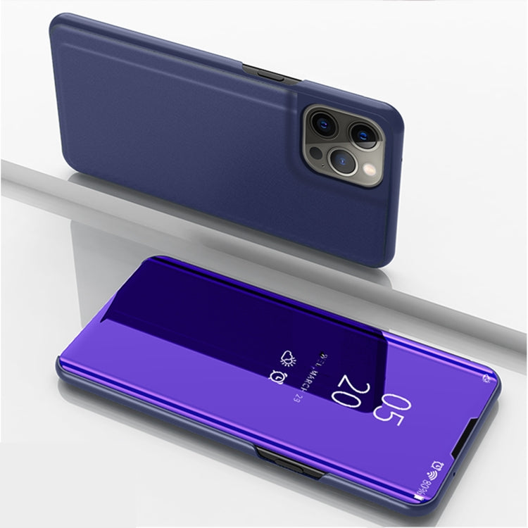 For iPhone 13 Pro Max Plated Mirror Horizontal Flip Leather Case with Holder (Purple Blue) - iPhone 13 Pro Max Cases by buy2fix | Online Shopping UK | buy2fix
