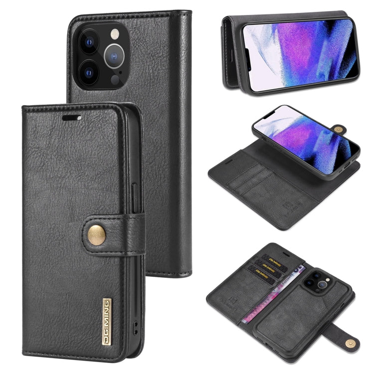 For iPhone 13 Pro Max DG.MING Crazy Horse Texture Flip Detachable Magnetic Leather Case with Holder & Card Slots & Wallet (Black) - iPhone 13 Pro Max Cases by DG.MING | Online Shopping UK | buy2fix