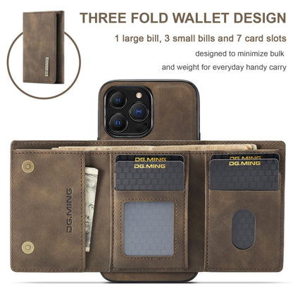 For iPhone 13 Pro Max DG.MING M1 Series 3-Fold Multi Card Wallet Shockproof Case with Holder Function (Coffee) - iPhone 13 Pro Max Cases by DG.MING | Online Shopping UK | buy2fix