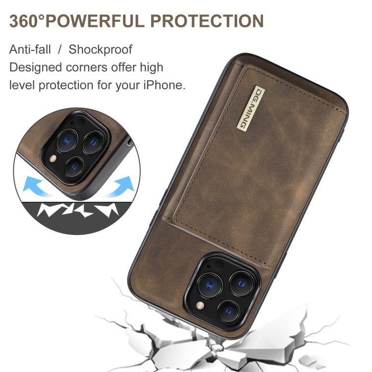 For iPhone 13 Pro Max DG.MING M1 Series 3-Fold Multi Card Wallet Shockproof Case with Holder Function (Coffee) - iPhone 13 Pro Max Cases by DG.MING | Online Shopping UK | buy2fix