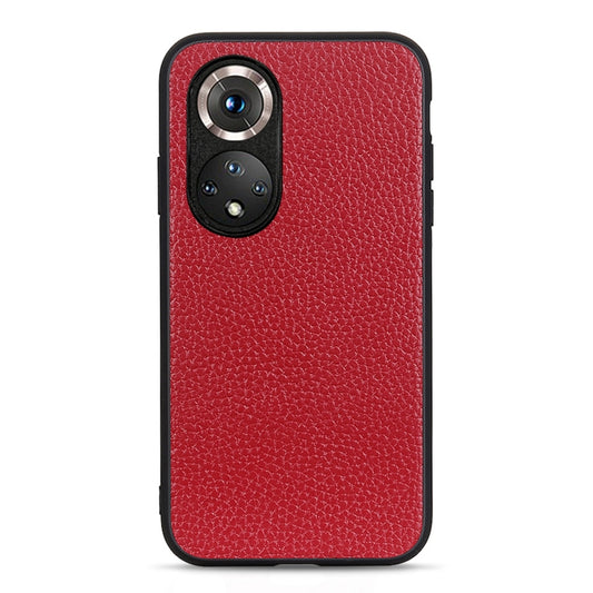 For Honor 50 Accurate Hole Litchi Texture Leather Shockproof Case(Red) - Honor Cases by buy2fix | Online Shopping UK | buy2fix