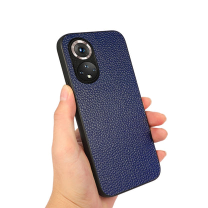 For Honor 50 Accurate Hole Litchi Texture Leather Shockproof Case(Blue) - Honor Cases by buy2fix | Online Shopping UK | buy2fix