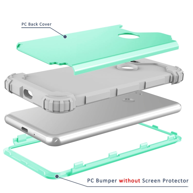 For Google Pixel 3 3 in 1 Shockproof PC + Silicone Protective Case(Mint Green + Grey) - Google Cases by buy2fix | Online Shopping UK | buy2fix