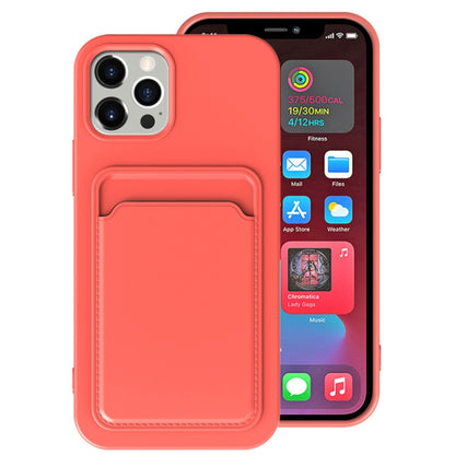 For iPhone 13 Pro Max TPU + Flannel Lining Shockproof Case with Card Slots (Pink Orange) - iPhone 13 Pro Max Cases by buy2fix | Online Shopping UK | buy2fix