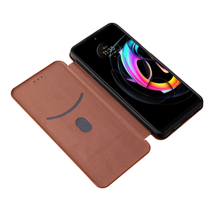 Carbon Fiber Texture Horizontal Flip TPU + PC + PU Leather Case with Card Slot For Motorola Edge 20 Lite(Brown) - Motorola Cases by buy2fix | Online Shopping UK | buy2fix