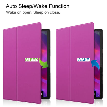 For Lenovo Yoga Tab 11 / YT-J706X Custer Texture Horizontal Flip PU Leather Case with Holder & Sleep / Wake-up Function(Purple) - Lenovo by buy2fix | Online Shopping UK | buy2fix