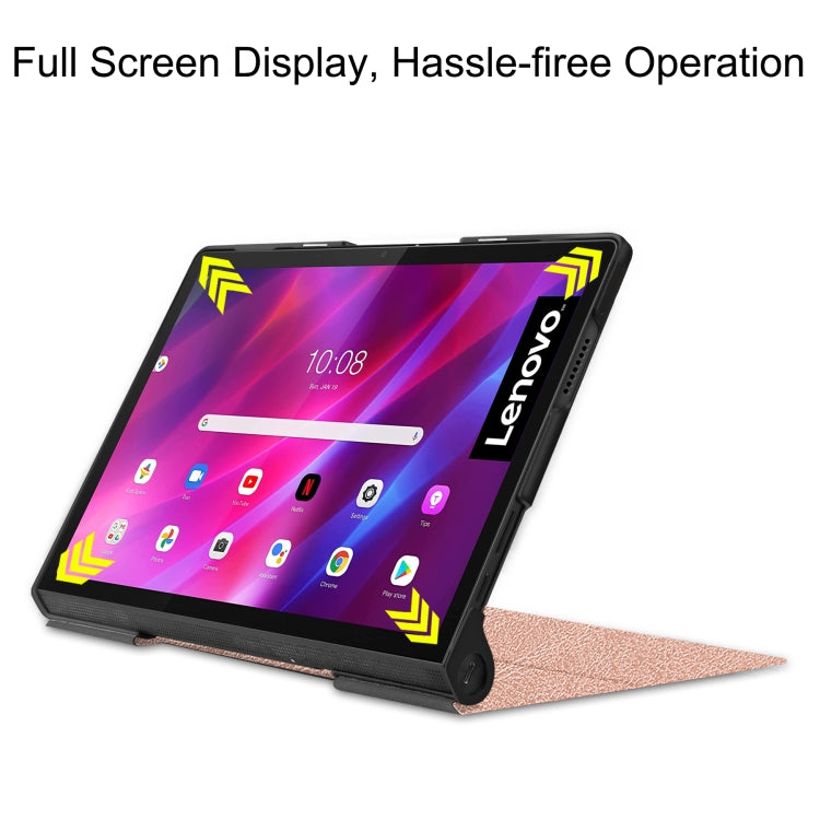 For Lenovo Yoga Tab 11 / YT-J706X Custer Texture Horizontal Flip PU Leather Case with Holder & Sleep / Wake-up Function(Rose Gold) - Lenovo by buy2fix | Online Shopping UK | buy2fix