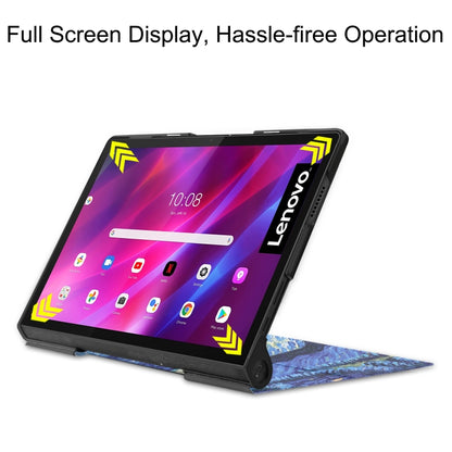 For Lenovo Yoga Tab 11 Custer Texture Coloured Drawing Pattern Horizontal Flip PU Leather Case with Holder & Sleep / Wake-up Function(Starry Sky) - Lenovo by buy2fix | Online Shopping UK | buy2fix