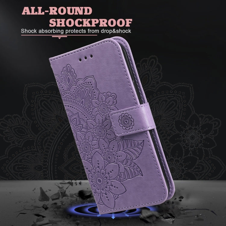 7-petal Flowers Embossing Pattern Horizontal Flip PU Leather Case with Holder & Card Slots & Wallet & Photo Frame For Motorola Moto G30 / G10 / G10 Power / G20(Light Purple) - Motorola Cases by buy2fix | Online Shopping UK | buy2fix