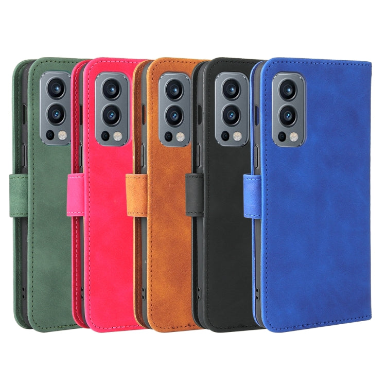For OnePlus Nord 2 5G Solid Color Skin Feel Magnetic Buckle Horizontal Flip Calf Texture PU Leather Case with Holder & Card Slots & Wallet(Green) - OnePlus Cases by buy2fix | Online Shopping UK | buy2fix