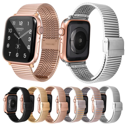 Multi-baht Steel Watch Band For Apple Watch Series 9&8&7 41mm / SE 3&SE 2&6&SE&5&4 40mm / 3&2&1 38mm(Steel Between Gold) - Watch Bands by buy2fix | Online Shopping UK | buy2fix