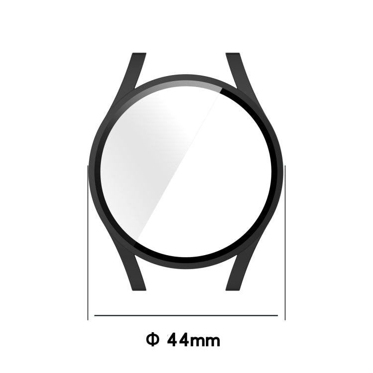 For Samsung Galaxy Watch4 44mm PC Protective Case with Tempered Glass Film(Transparent White) - Watch Cases by buy2fix | Online Shopping UK | buy2fix