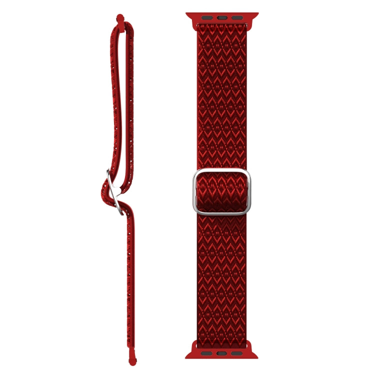 Adjustable Rhombic Texture Elastic Watch Band For Apple Watch Ultra 49mm&Watch Ultra 2 49mm / Series 9&8&7 45mm / SE 3&SE 2&6&SE&5&4 44mm / 3&2&1 42mm(Red) - Watch Bands by buy2fix | Online Shopping UK | buy2fix