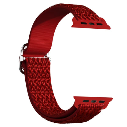 Adjustable Rhombic Texture Elastic Watch Band For Apple Watch Ultra 49mm&Watch Ultra 2 49mm / Series 9&8&7 45mm / SE 3&SE 2&6&SE&5&4 44mm / 3&2&1 42mm(Red) - Watch Bands by buy2fix | Online Shopping UK | buy2fix