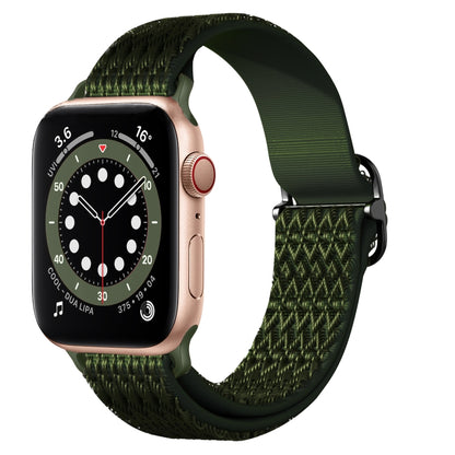 Adjustable Rhombic Texture Elastic Watch Band For Apple Watch Ultra 49mm&Watch Ultra 2 49mm / Series 9&8&7 45mm / SE 3&SE 2&6&SE&5&4 44mm / 3&2&1 42mm(Green) - Watch Bands by buy2fix | Online Shopping UK | buy2fix